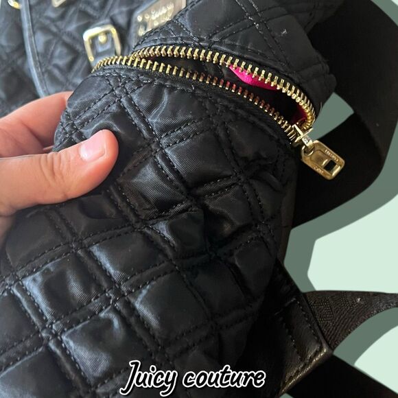 Juicy Couture Quilted Nylon & Faux Leather Backpack – Black – Excellent Used Con - Picture 7 of 11